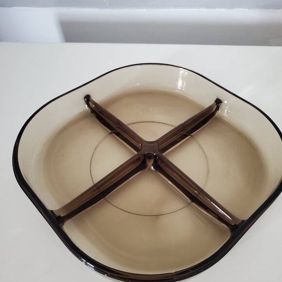 Vintage Italian Smoked Glass Cabaret Mina Serving Dish-1970s - Picture 2 of 3